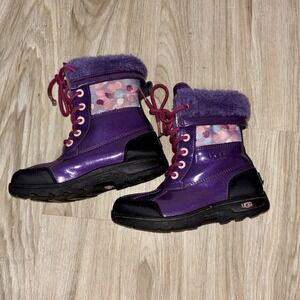 UGG Kids Purple Shearling Lined Winter Snow Boots Lace Up Size 13 Waterproof